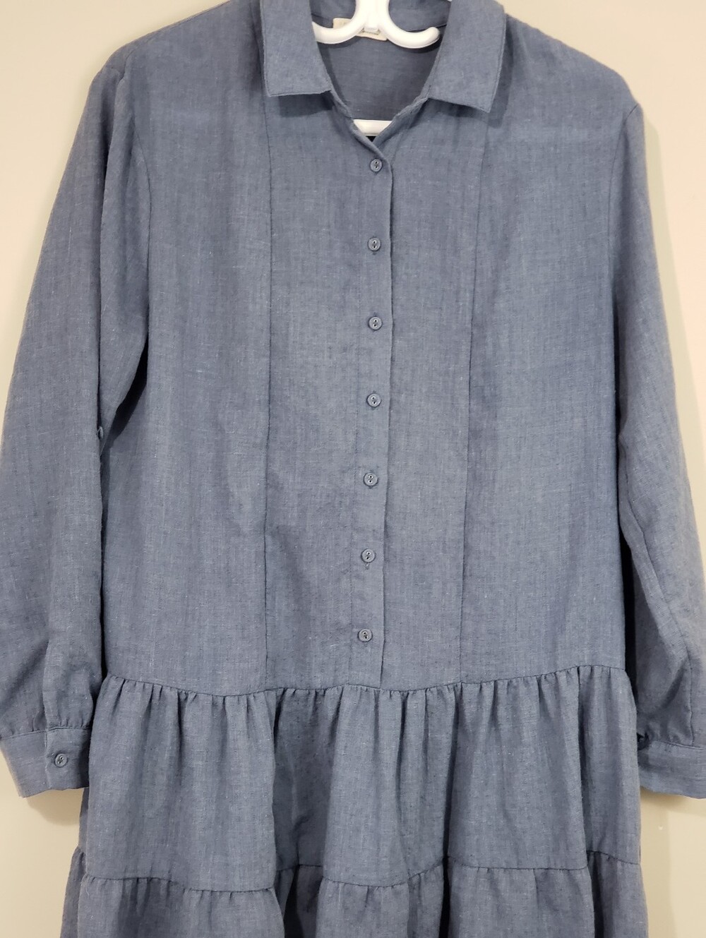 LOVESTITCH Long Sleeve Tiered Babydoll Shift Dress Blue Size S - Picture 5 of 12
